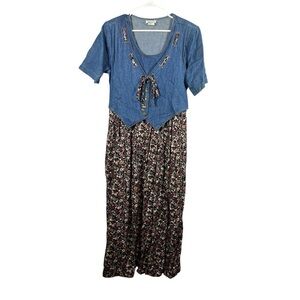 Stuart Alan Petites Vintage Denim and Floral Print Maxi Dress 16P